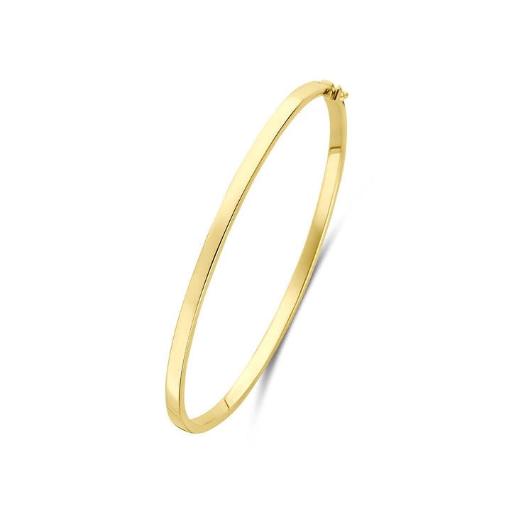 9k Geelgouden bangle armband met vlakke buis en zilveren kern