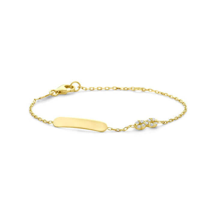 Gouden Graveerarmband 14k met Infinity en Zirkonia – Kinder Armband