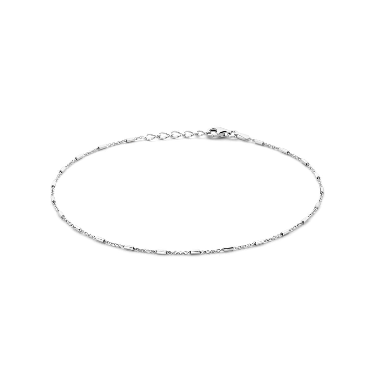 Srebrna bransoletka z cienkimi rurkami – rodowane srebro 925, długość 24–26 cm.