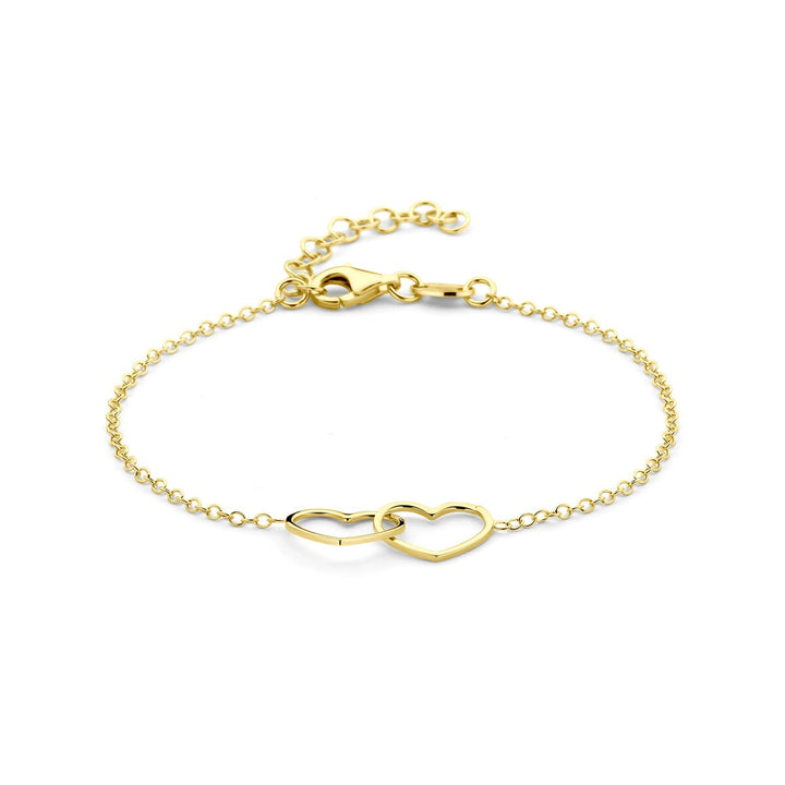 Verguld Zilveren Armband met Twee Hartjes – 16-19 cm