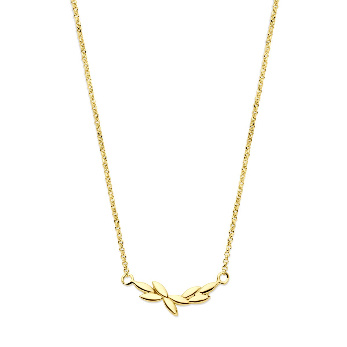 Verguld zilveren collier met een plantenmotief en een lengte van 40-45 cm.