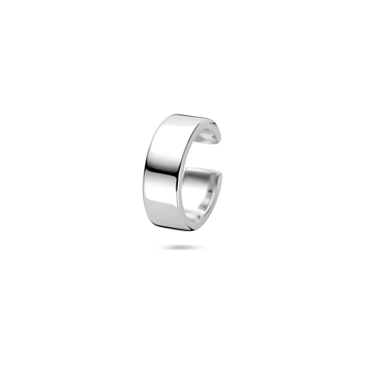 Srebrny ear cuff dla kobiet, gerhodynowany, o wymiarach 13,5x4,5 mm.