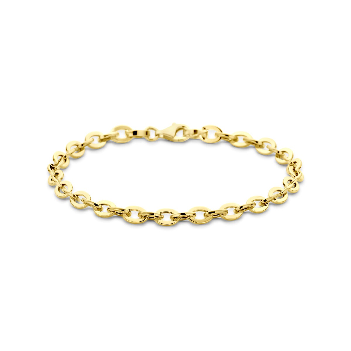 Złota bransoletka damska o ogniwach anker, szerokość 4,7 mm, długość 19 cm.