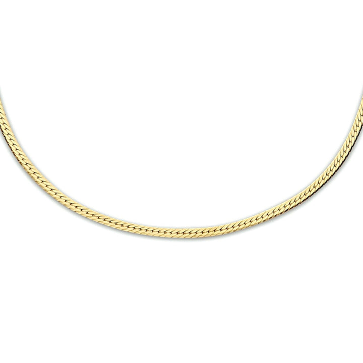Verguld Zilveren Collier met Platte Slangschakel