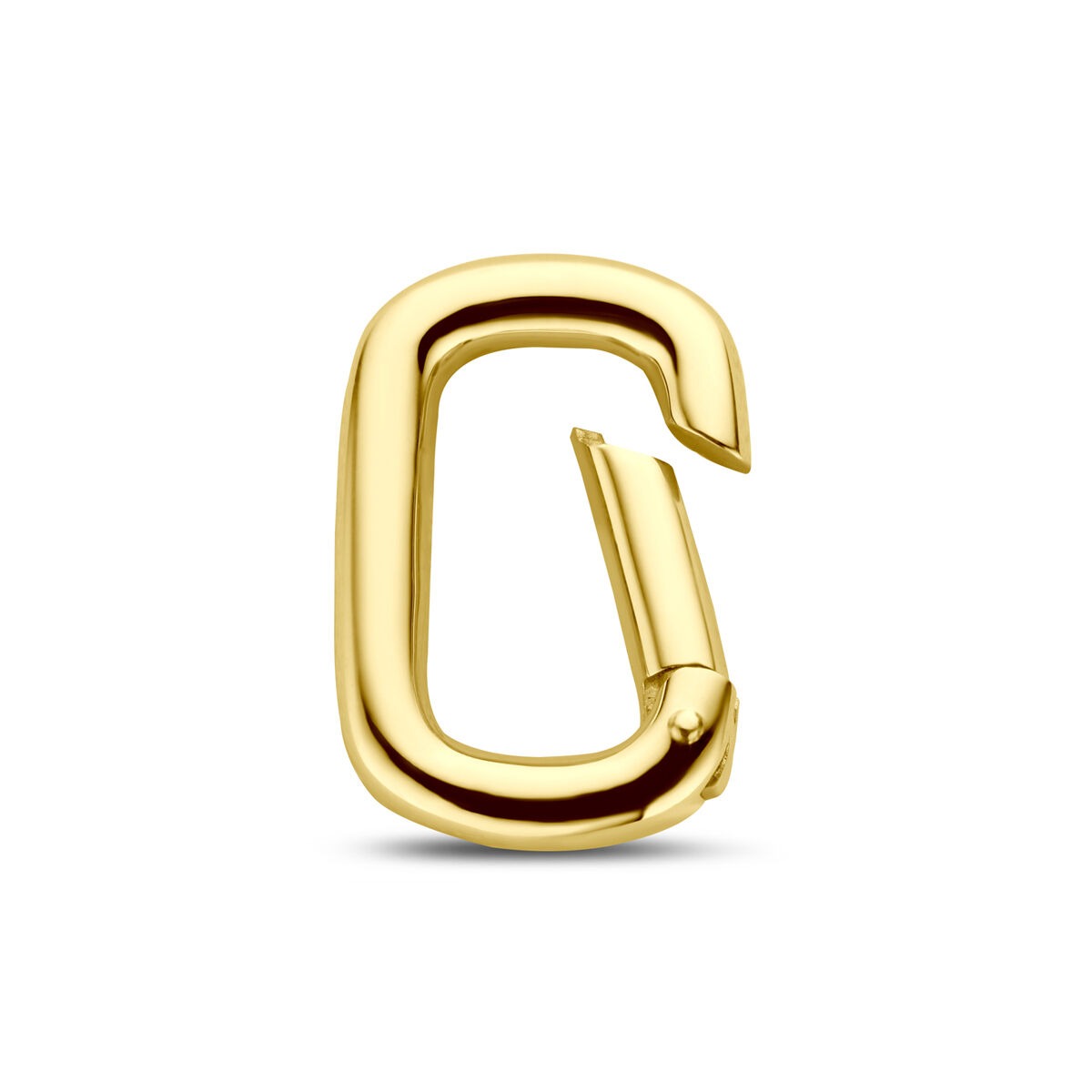 Złoty connector w kształcie spinacza, wykonany z 14-karatowego złota, o gładkiej powierzchni.