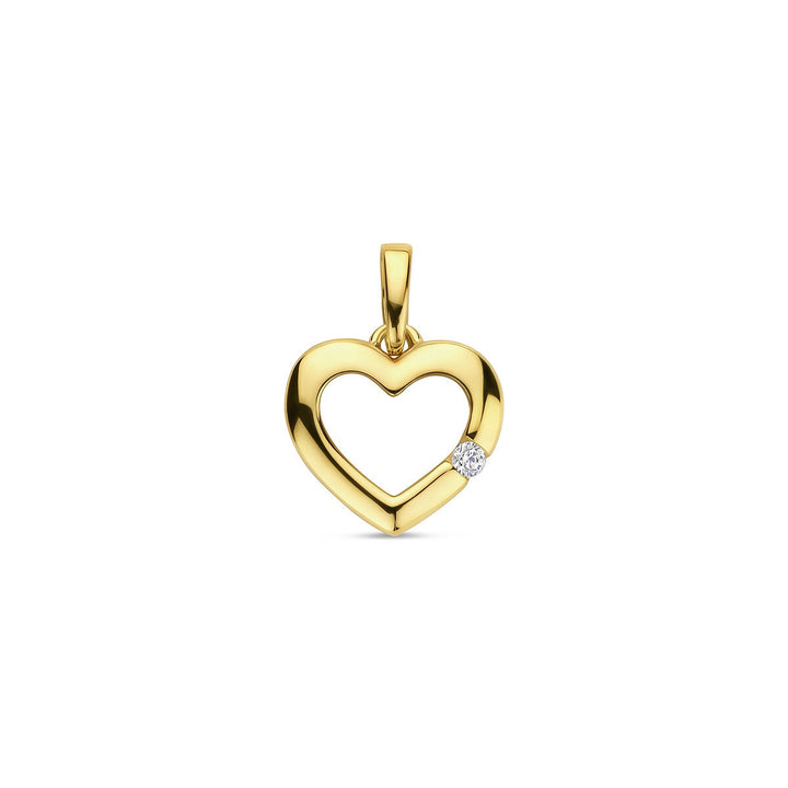 Geelgouden hanger met hart en zirkonia – 14k