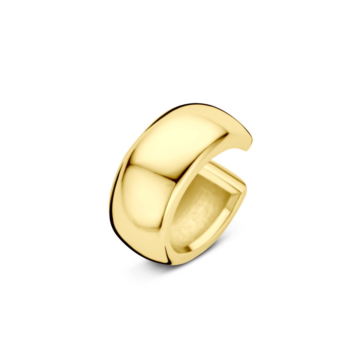 Złoty ear cuff z 925 srebra o gładkiej, zaokrąglonej formie.