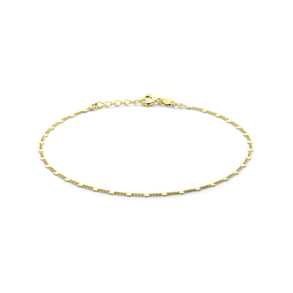 Złote srebrne bransoletka z płaskimi i rurkowymi ogniwami, długość 24-26 cm, szerokość 2,3 mm.