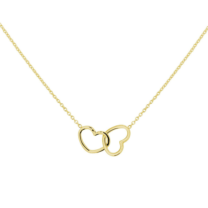 Verguld Zilveren Collier met Twee Hartjes