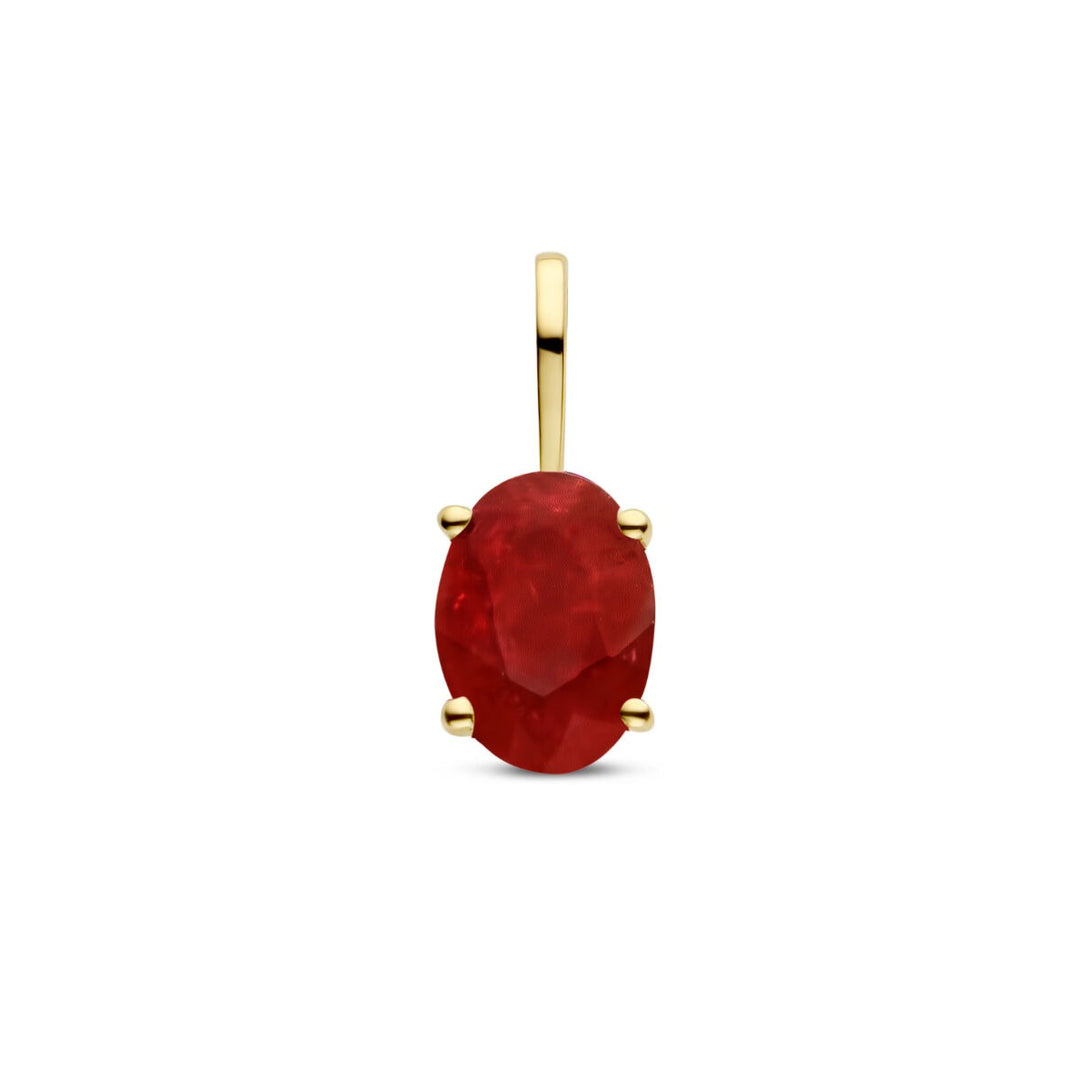 14k geelgouden hanger met robijn – geboortesteen