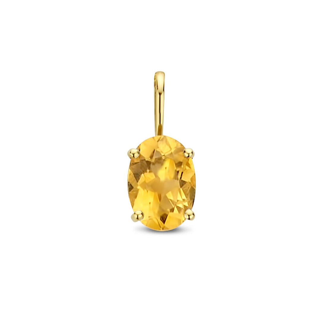14k geelgouden hanger met ovale citrien – geboorte sieraad