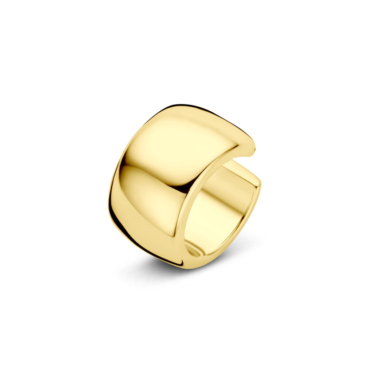 Złoty ear cuff z 925 srebra o gładkiej, zaokrąglonej formie.