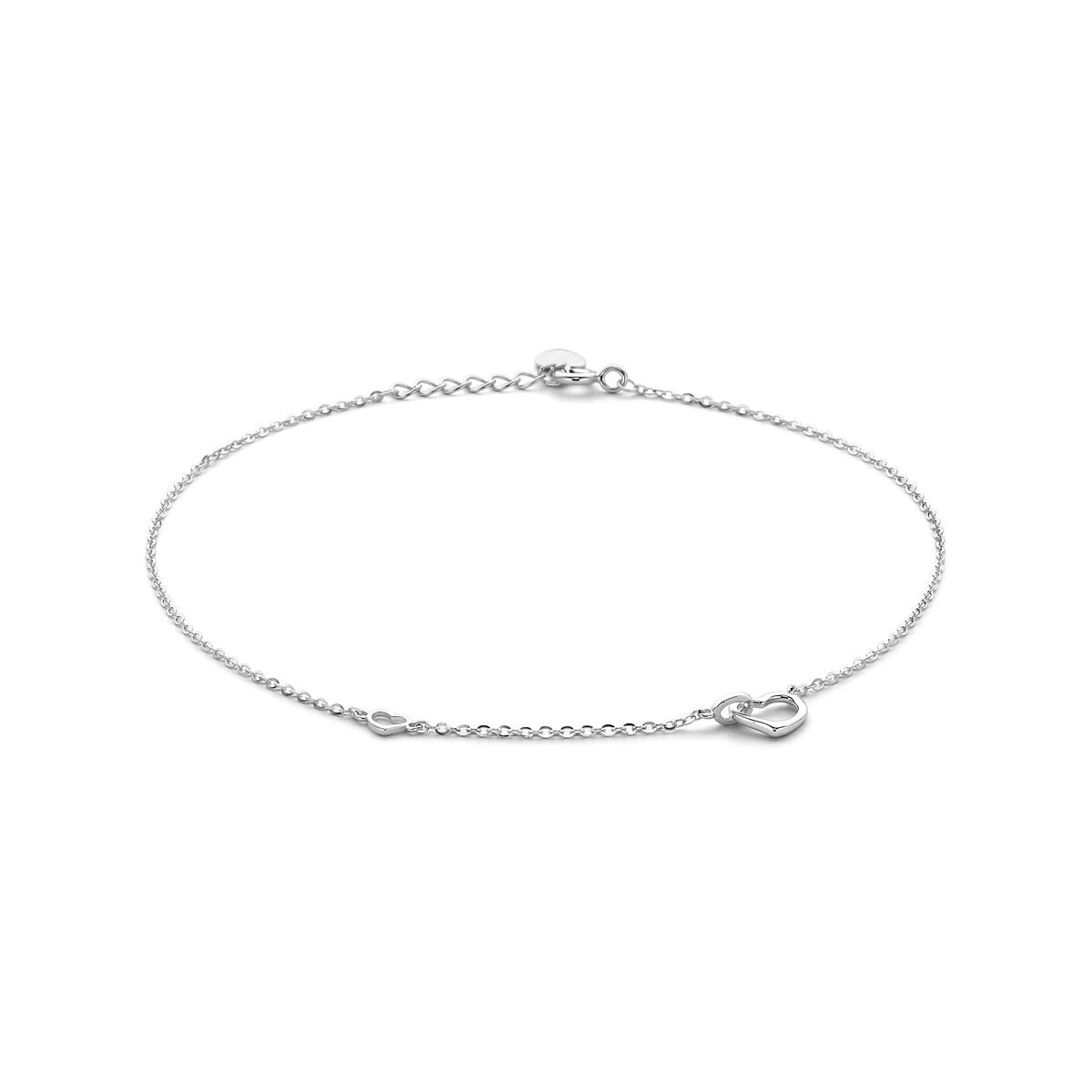 Srebrna bransoletka z kulkami, pokryta rhodium, delikatny łańcuszek z zapięciem.