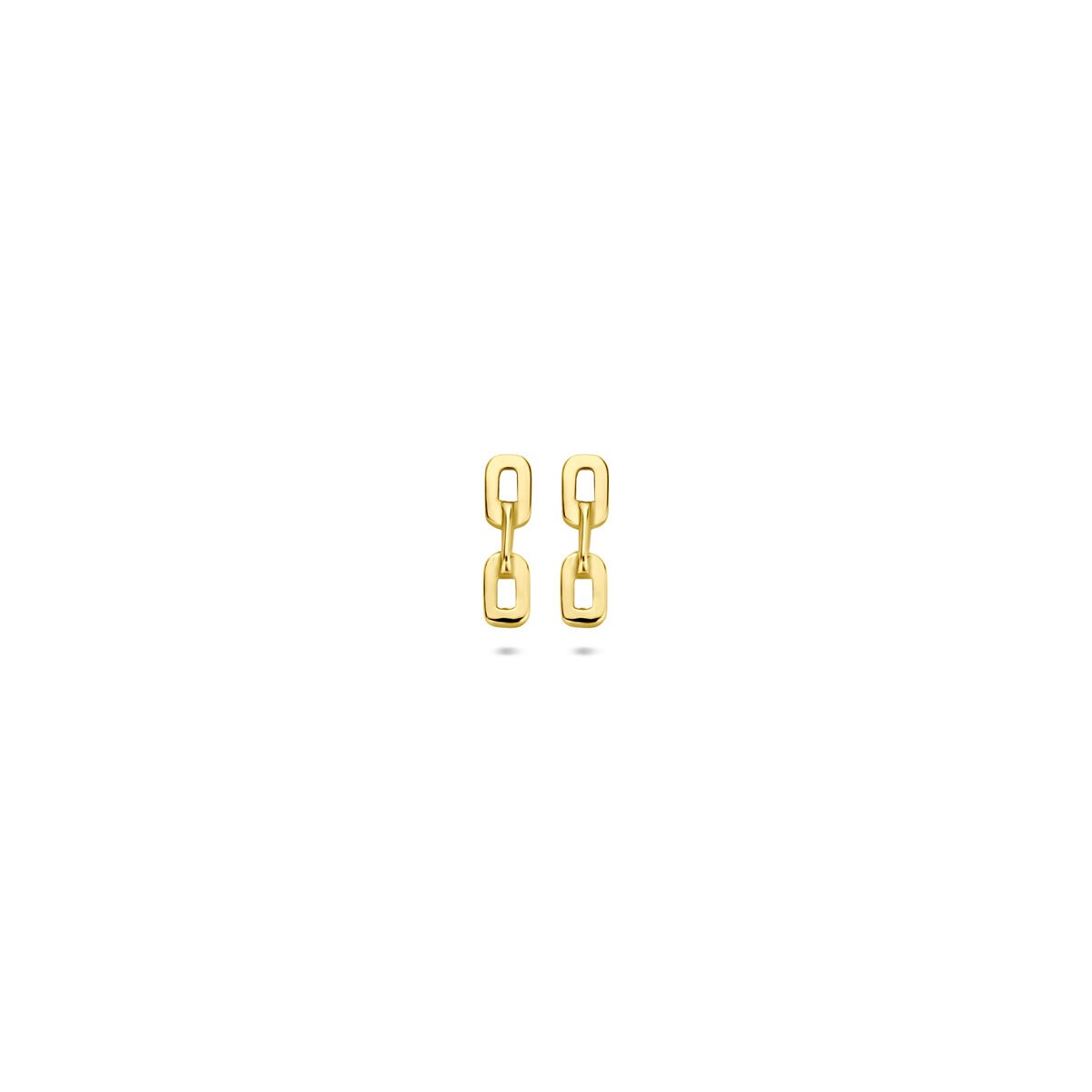 Geelgouden staafvormige oorknoppen met een afmeting van 7 x 2 mm.