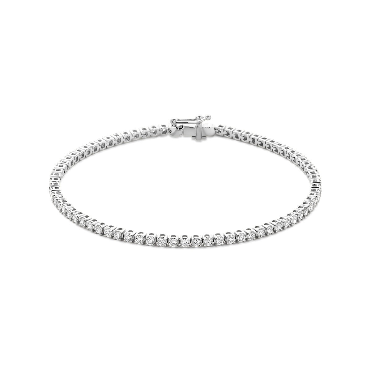 Bransoletka z białego złota 14k z diamentami lab-grown, o delikatnym, eleganckim wzorze.