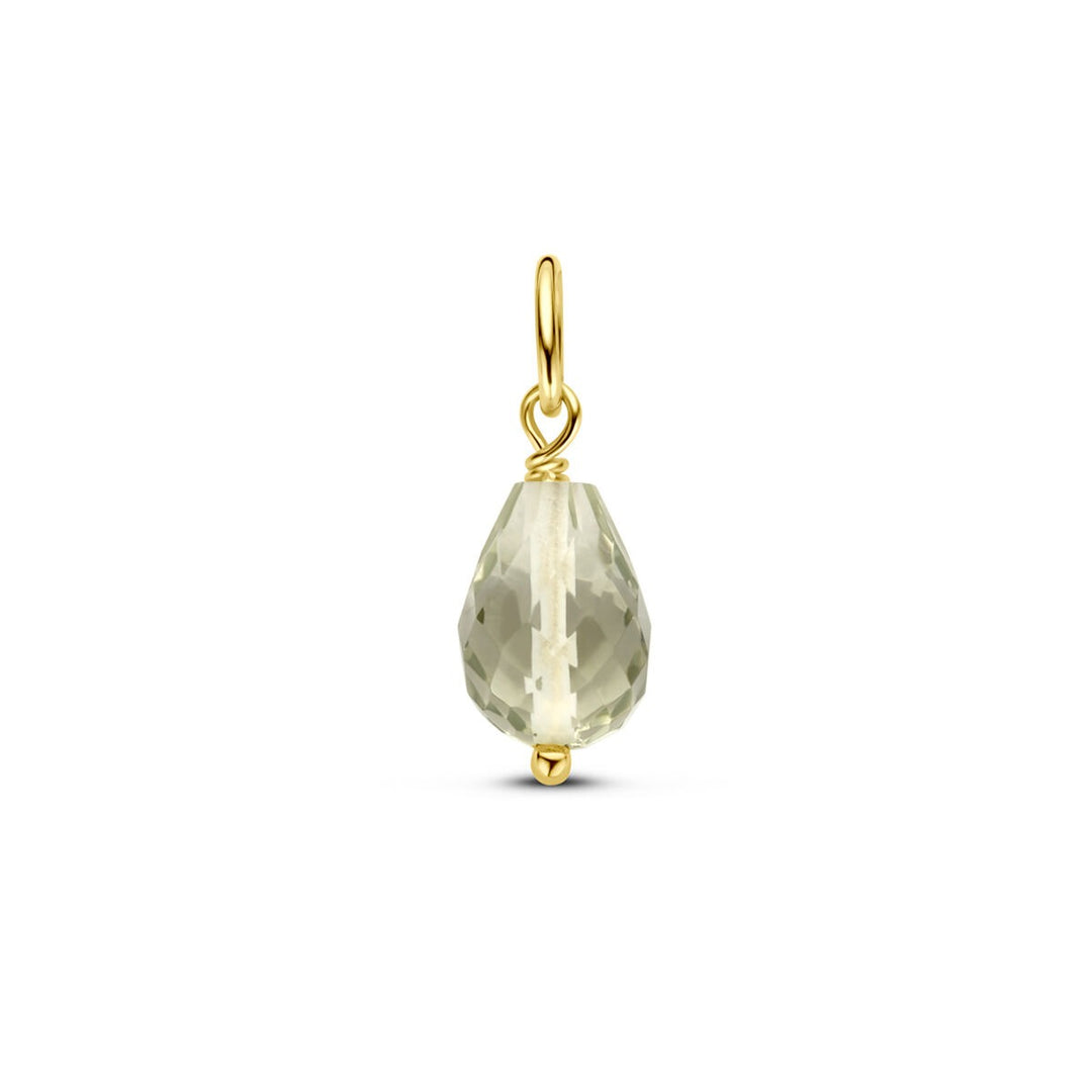 14k Geelgouden Hanger met Groene Amethist – Briolette Geslepen