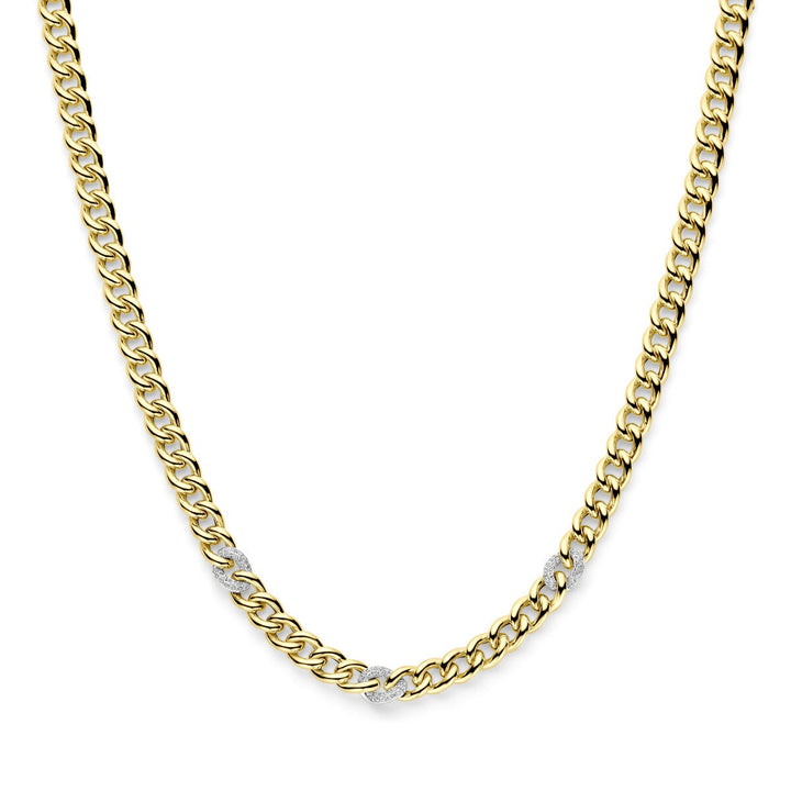 14k Bicolor Geel- en Witgouden Collier met Diamant