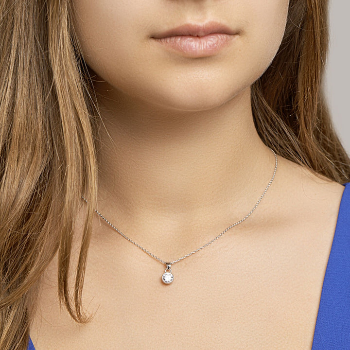 Zilveren collier met zirkonia hanger – gerhodineerd 925 zilver