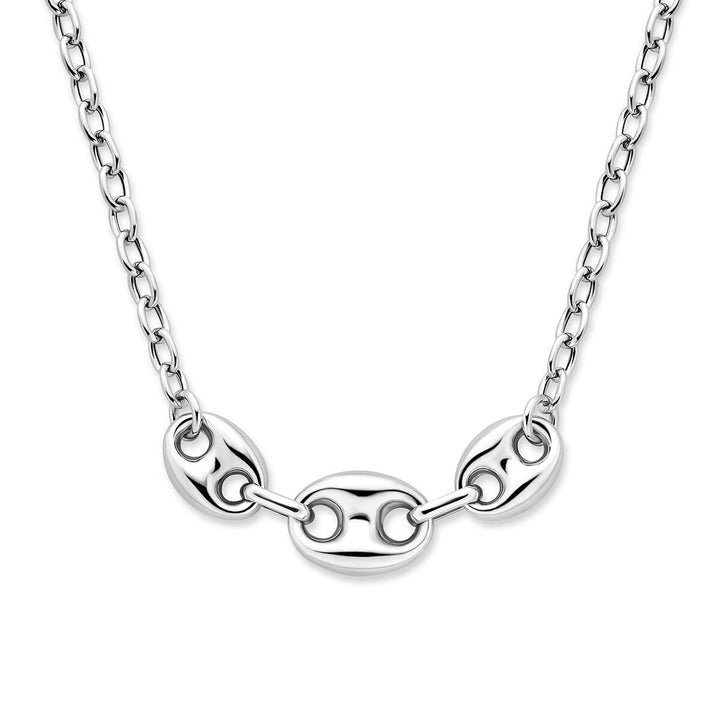 Gerhodineerd Zilveren Collier met Koffieboon Schakel