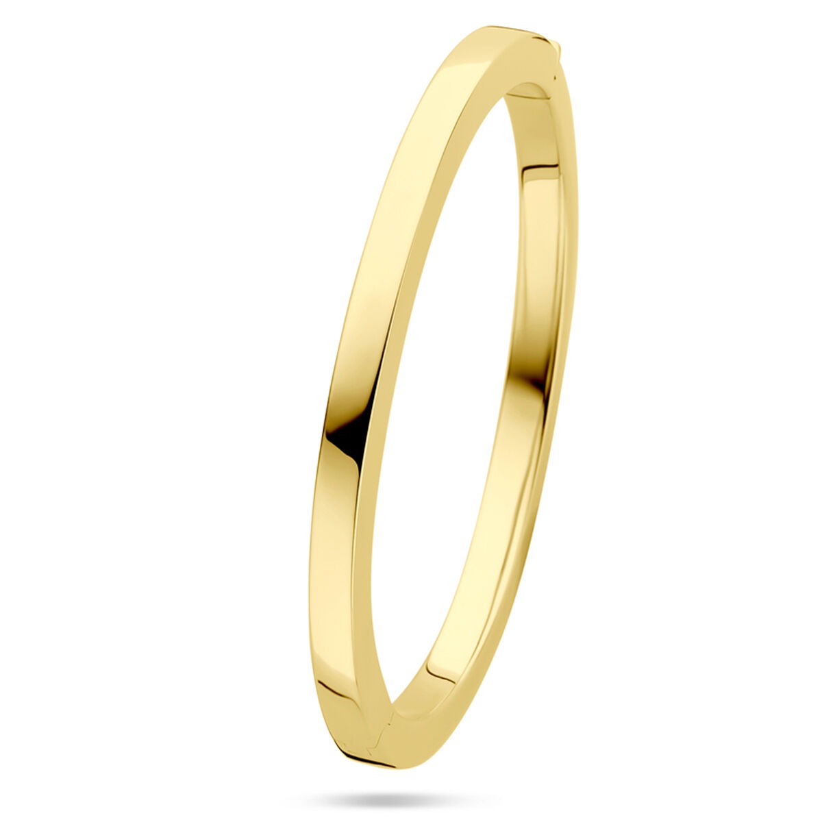 Bangle ze złotego 14k, szerokość 5 mm, z zamknięciem na zawias.