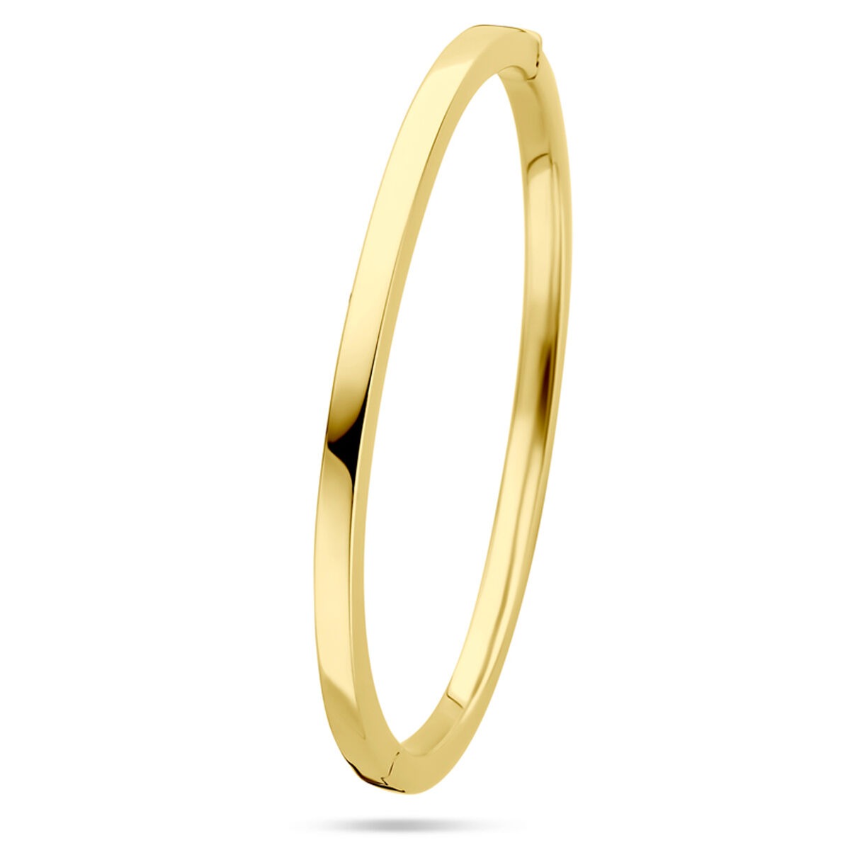 bangle z 14-karatowego złotego metalu, szerokość 4 mm, z zapięciem na zawias.