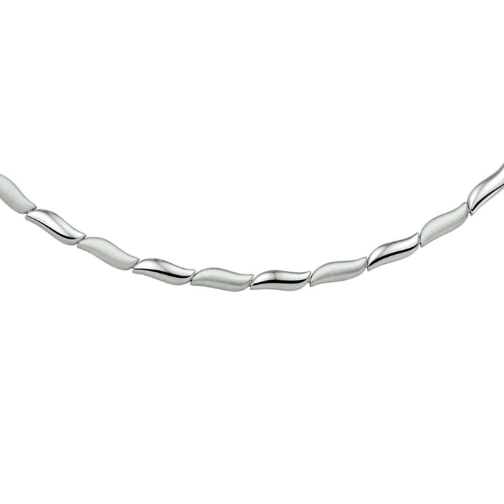 Zilveren dames ketting met poli/matte afwerking