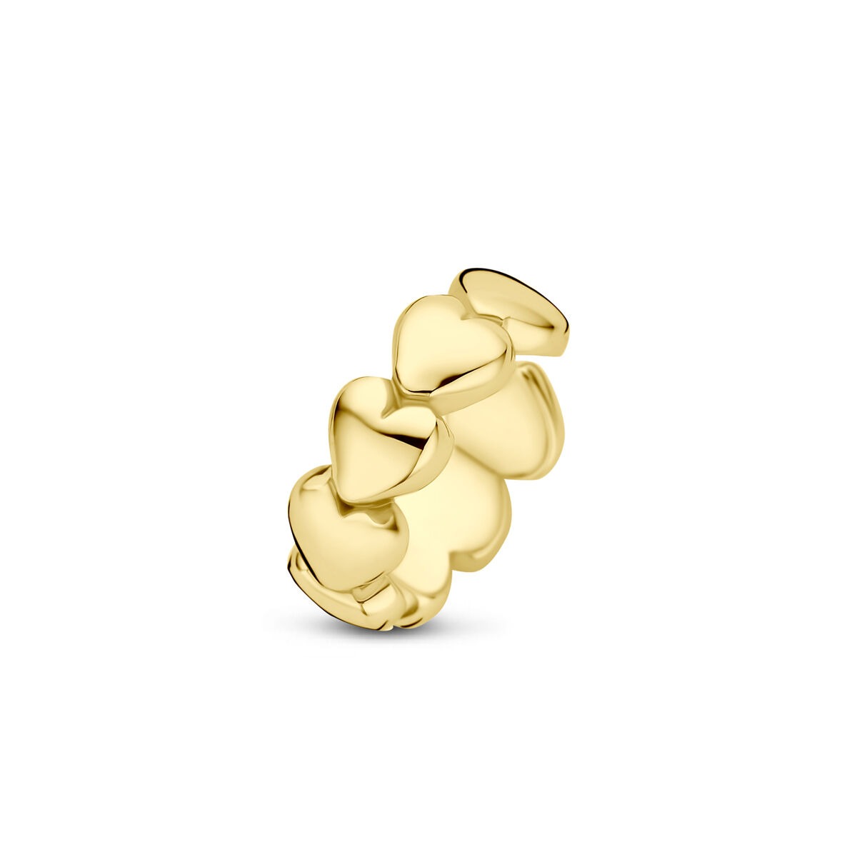 Złoty ear cuff z sercami wykonany z srebra 925.