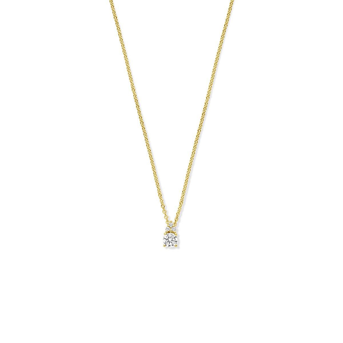 Gouden ketting van 14k met een hangertje bezet met een diamant van 0.27ct.