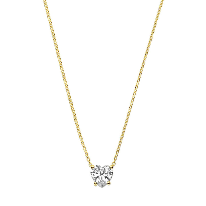 14k Geelgouden collier met hartvormige zirkonia