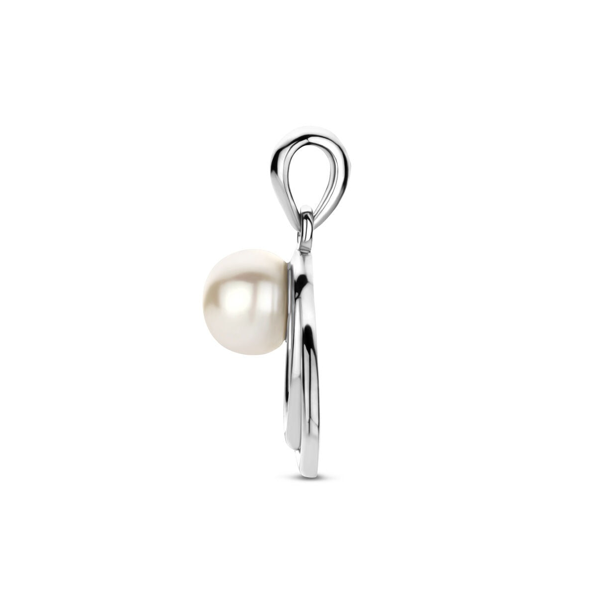 Srebrny wisiorek z perłą – rodowany 925 srebro 15,5 mm