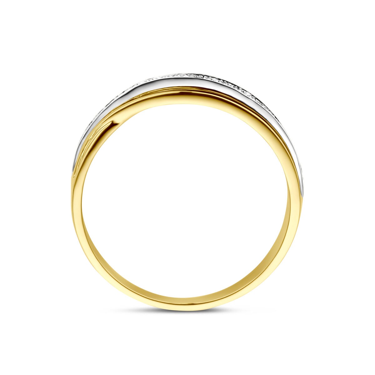 pierścionek 14k bicolor z diamentem 0.13ct