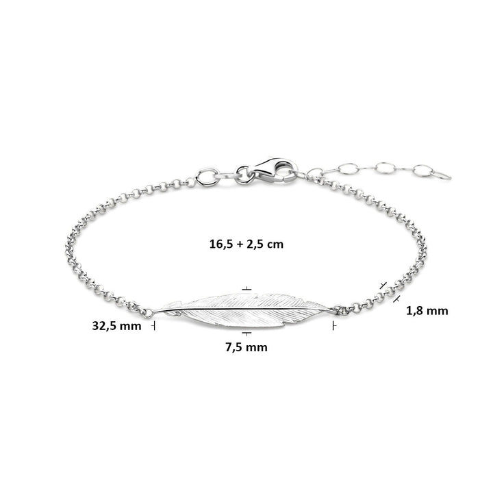 Zilveren armband met veer – gerhodineerd 925 zilver (set)