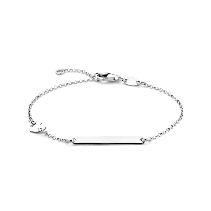 Gerhodineerd zilveren kinder graveerarmband met hartje