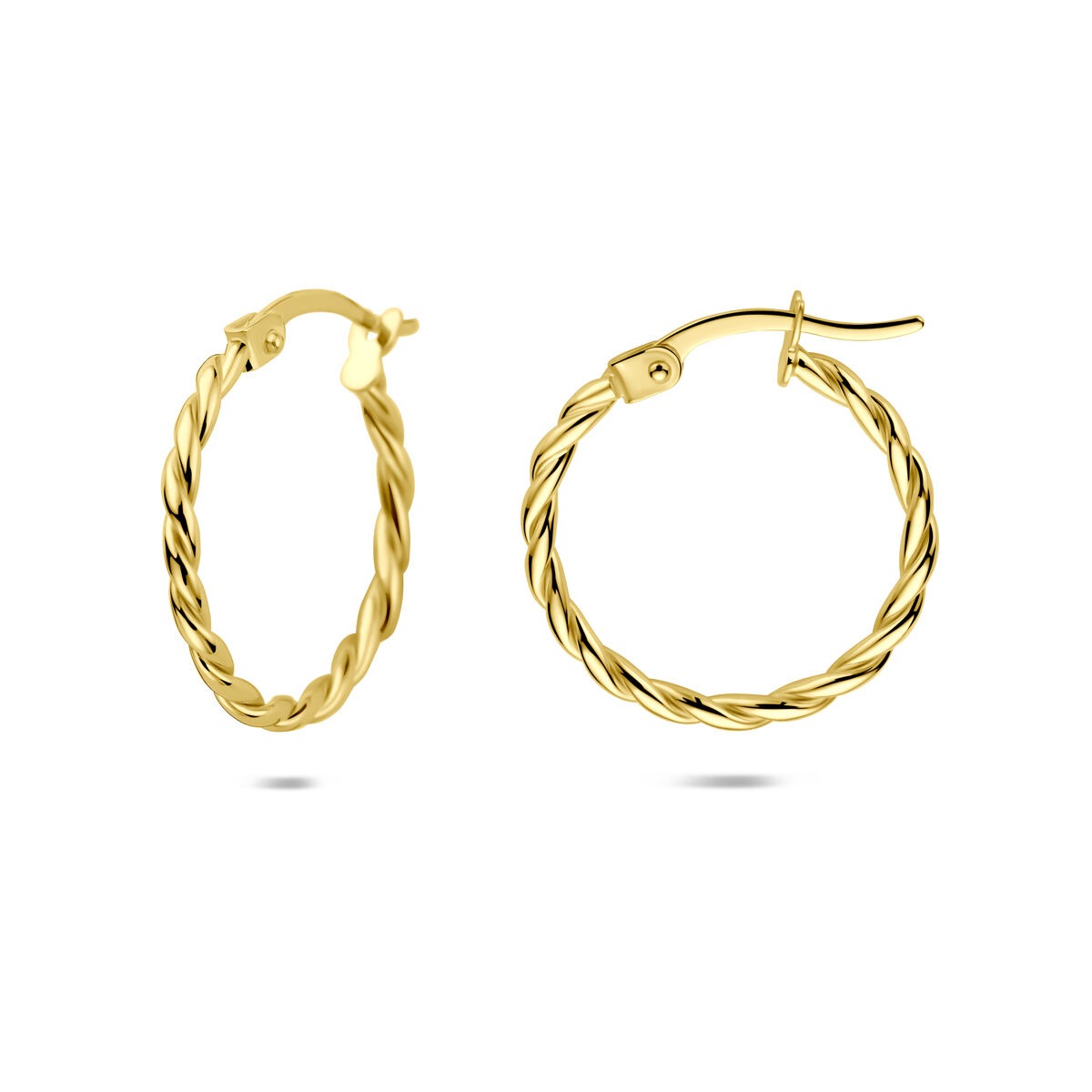 14k żółte złoto kolczyki koła skręcone – 18 mm
