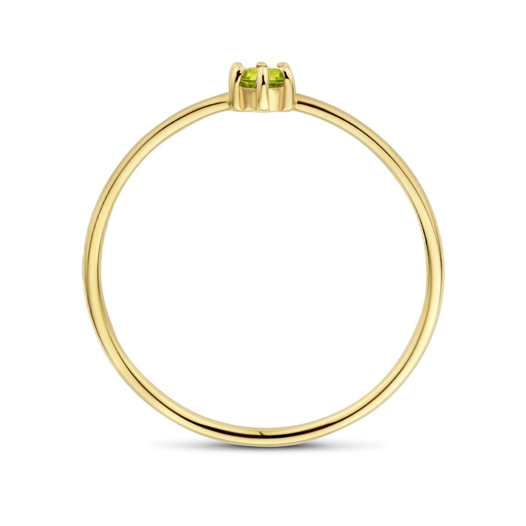 14k geelgouden ring met peridoot – briljant geslepen