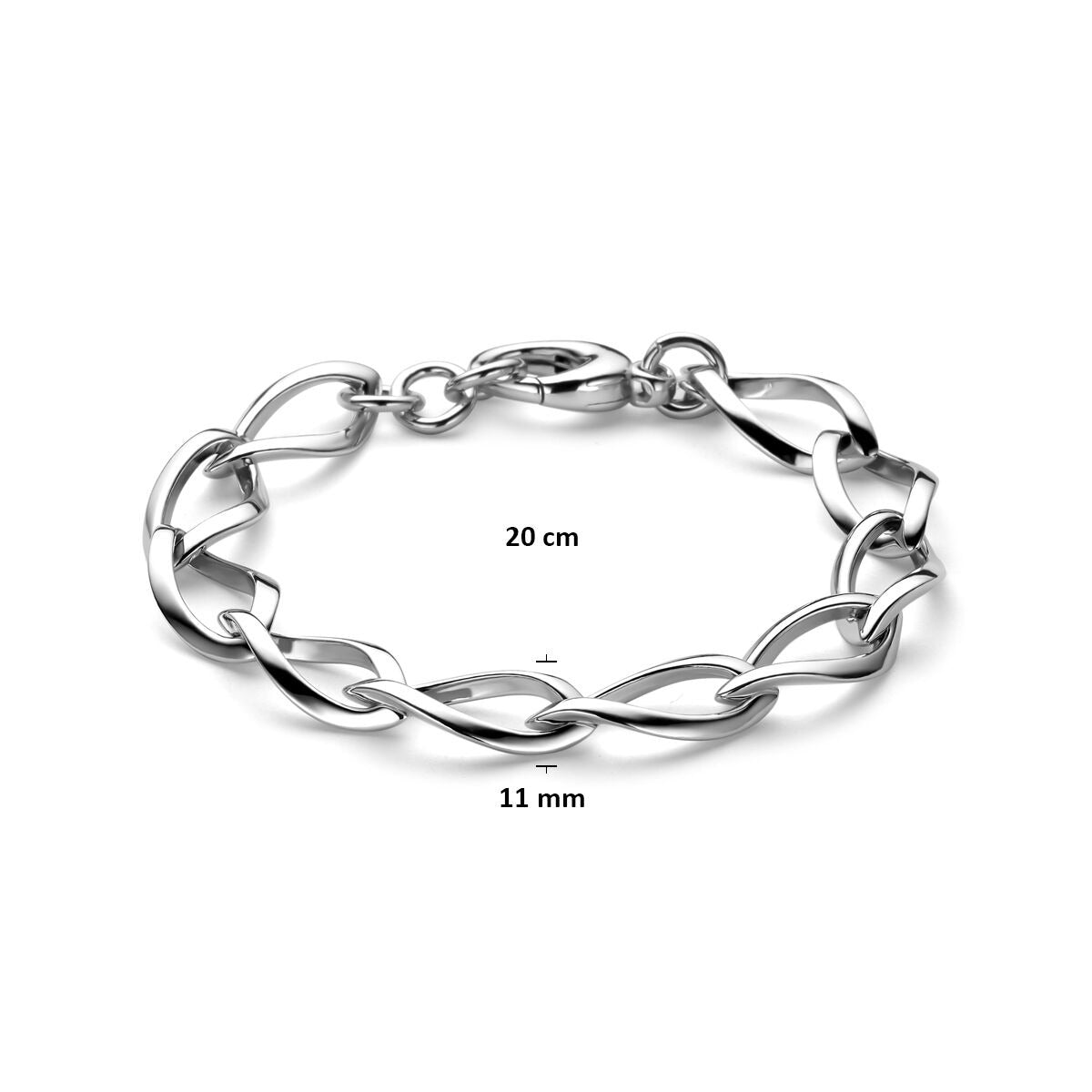 Srebrna bransoletka rodowana 925 z szerokimi ogniwami – 11 mm 20 cm