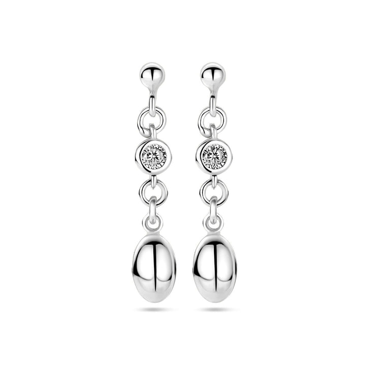 Zilveren oorhangers met zirkonia – gerhodineerd 925 zilver