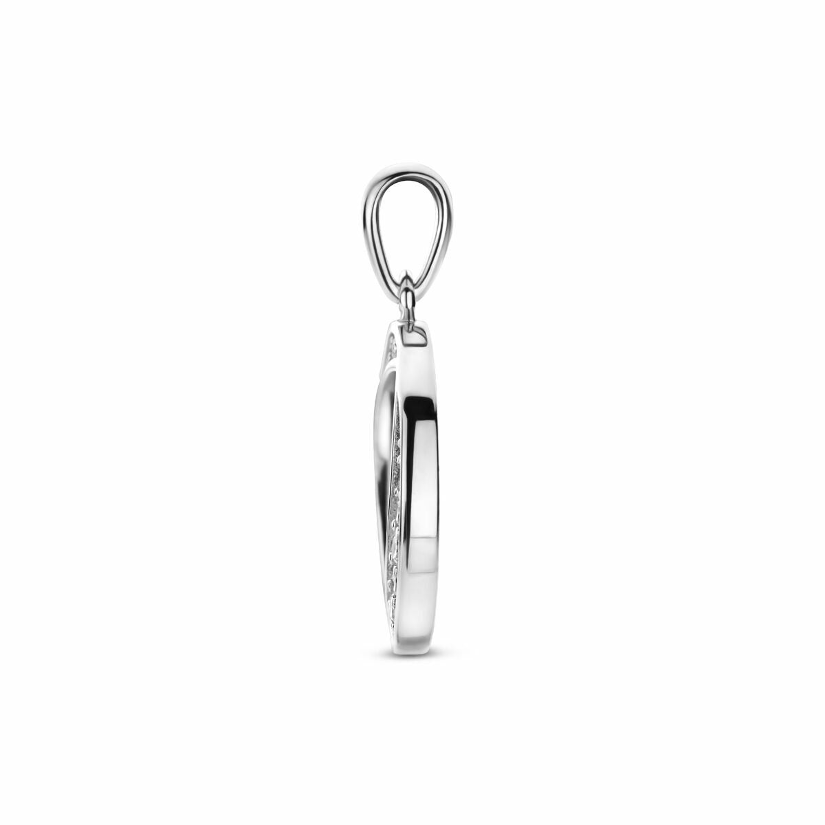 Srebrny wisiorek z cyrkoniami – rodowany 925 srebro 23 mm