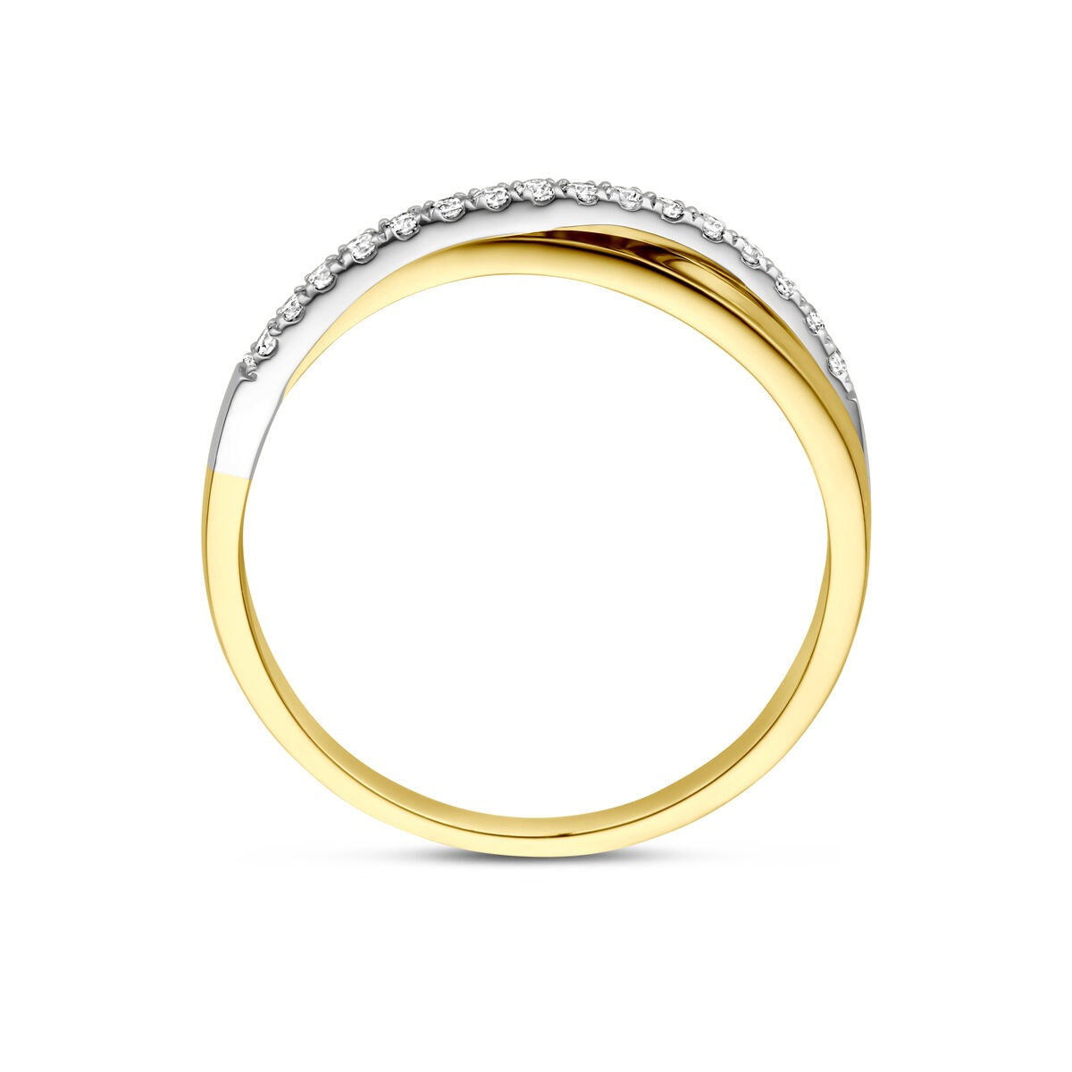 14k bicolor pierścionek damski z diamentem – 0.14 ct, 5 mm