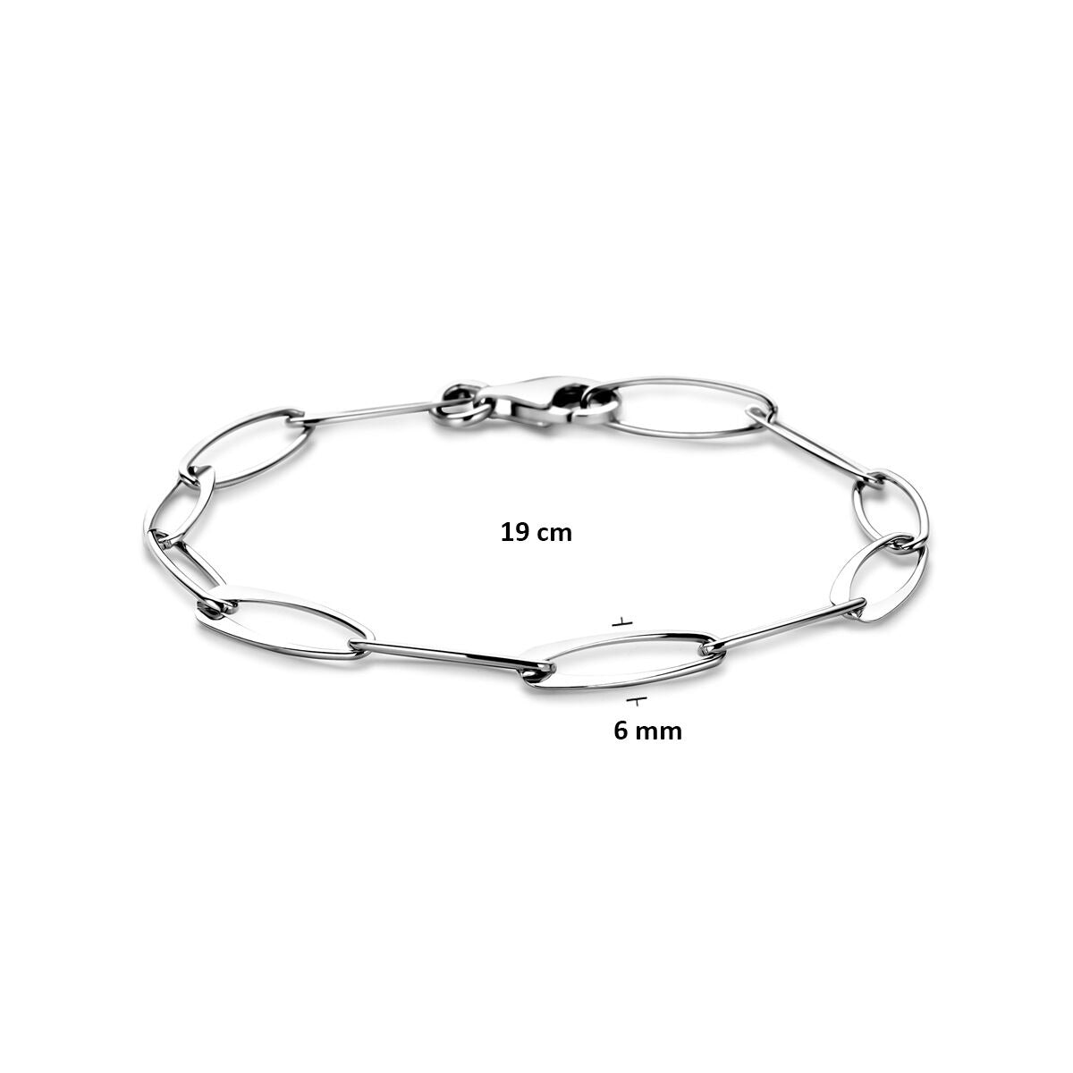 Srebrna damska bransoletka – rodowana ogniwo kotwicy 6 mm 19 cm