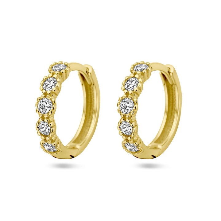 14k gouden dames klapoorringen met zirkonia – 13 mm