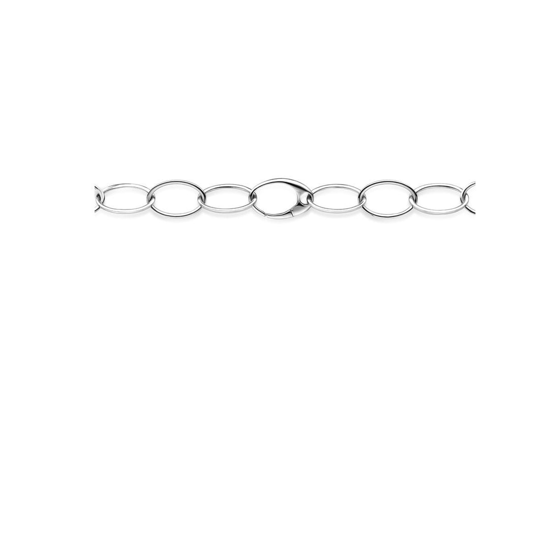 Zilveren dames armband gerhodineerd met anker schakel - 16 mm 45 cm