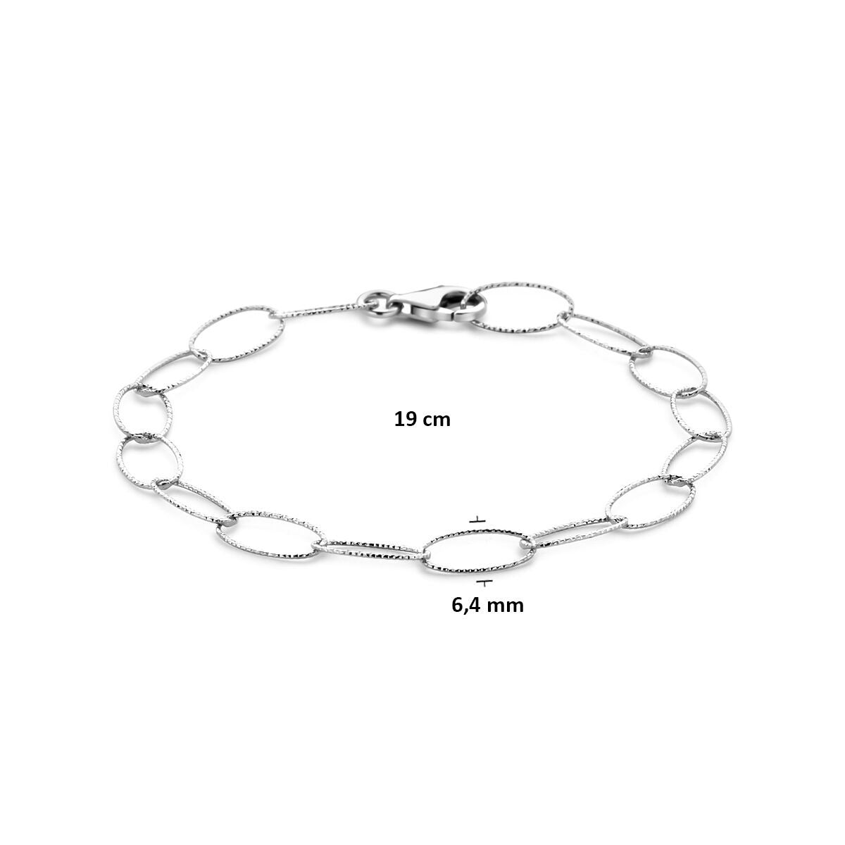Srebrna damska bransoletka – Rodowane ogniwo kotwicy 6,4 mm 19 cm