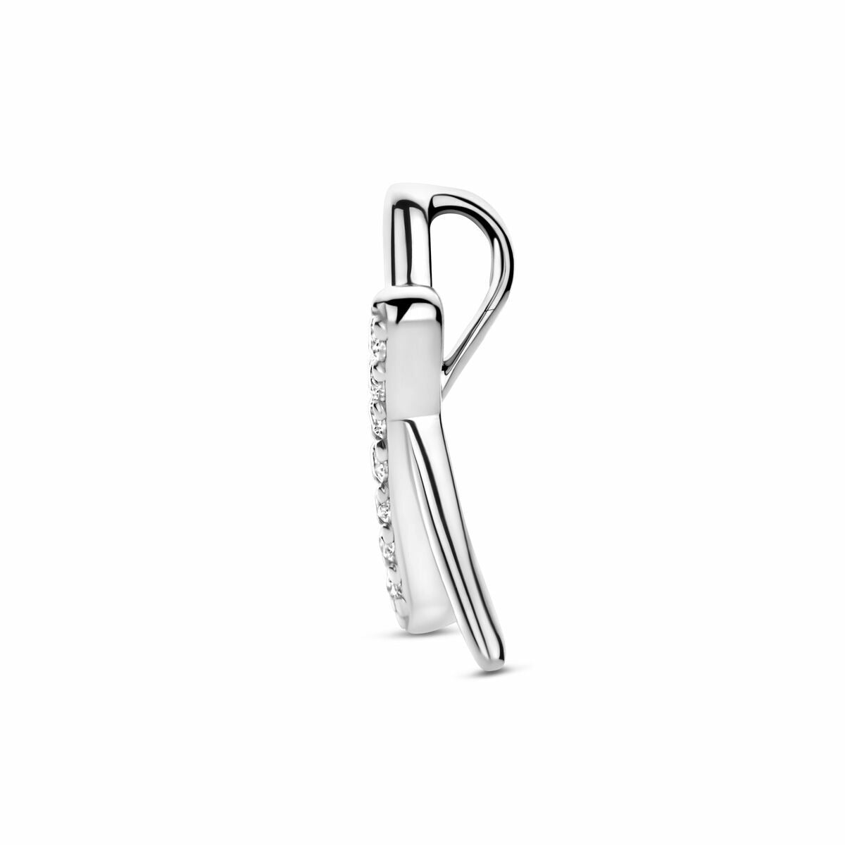 Srebrny wisiorek damski z cyrkonią – oprawa pavé 15 mm