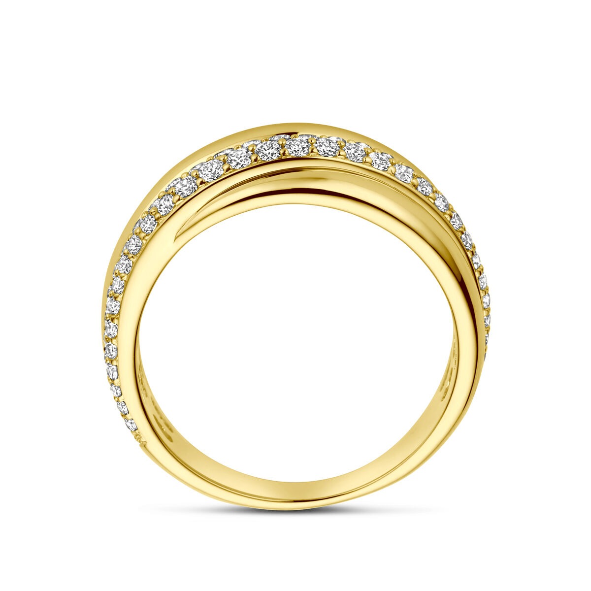 Złoty pierścionek z diamentem 14k damski – brylant szlif 0.71ct si