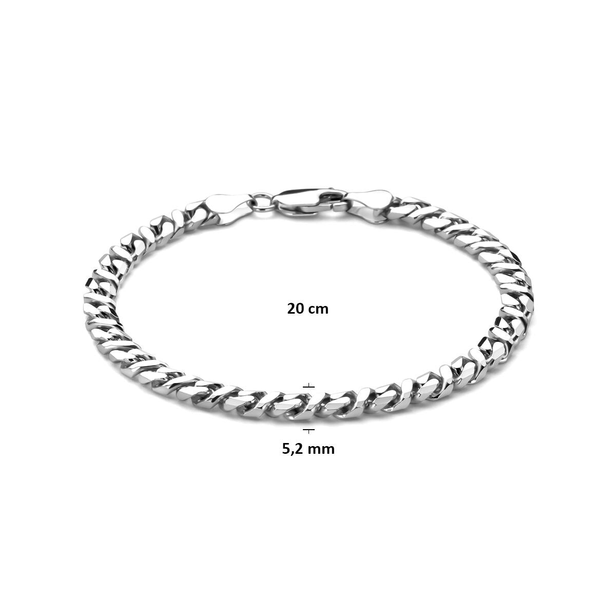 Srebrna męska bransoletka – Rodowana bransoletka gourmette 5,2 mm
