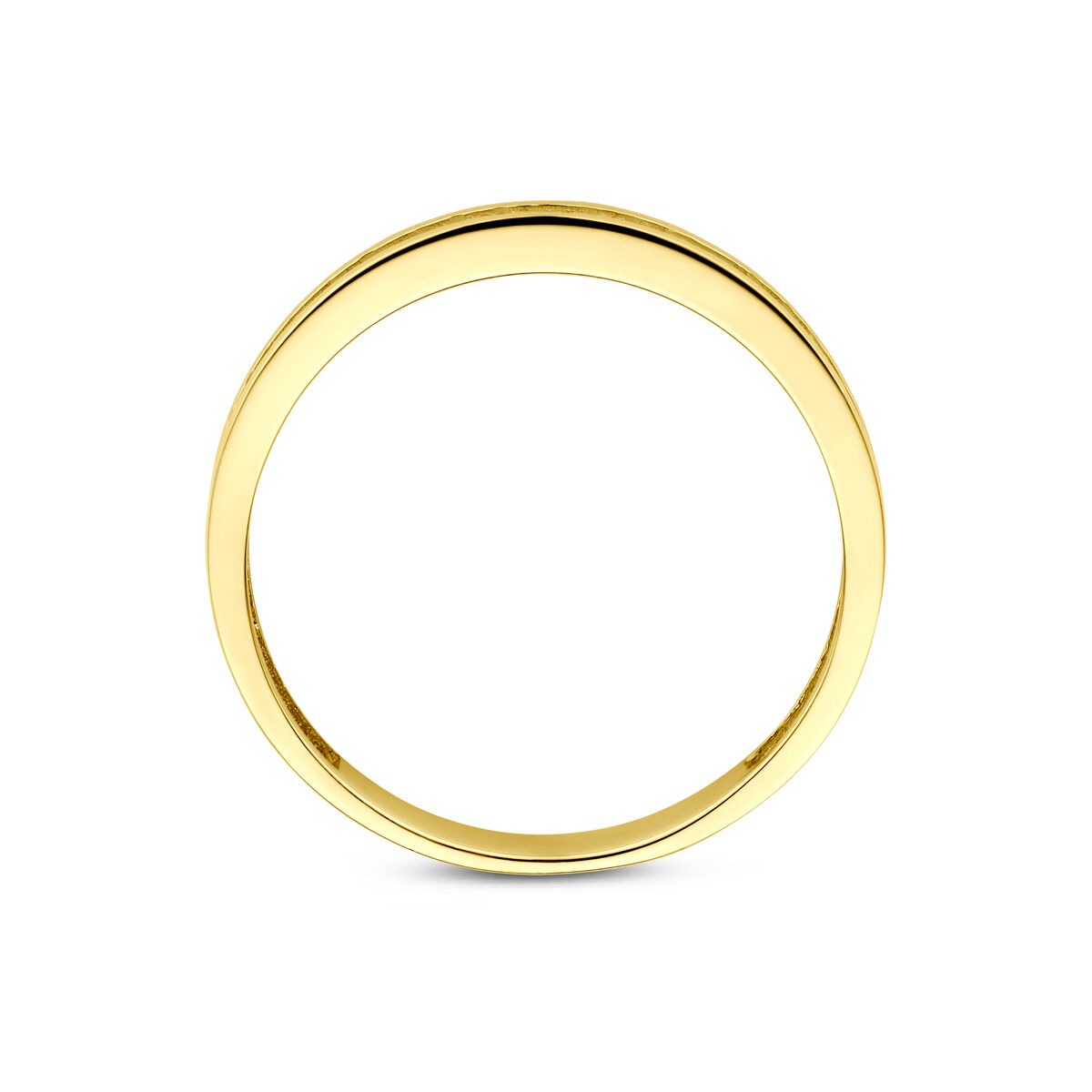 14k Żółte złoto pierścionek z cyrkonią – obrączka w oprawie, 2.5 mm szerokości