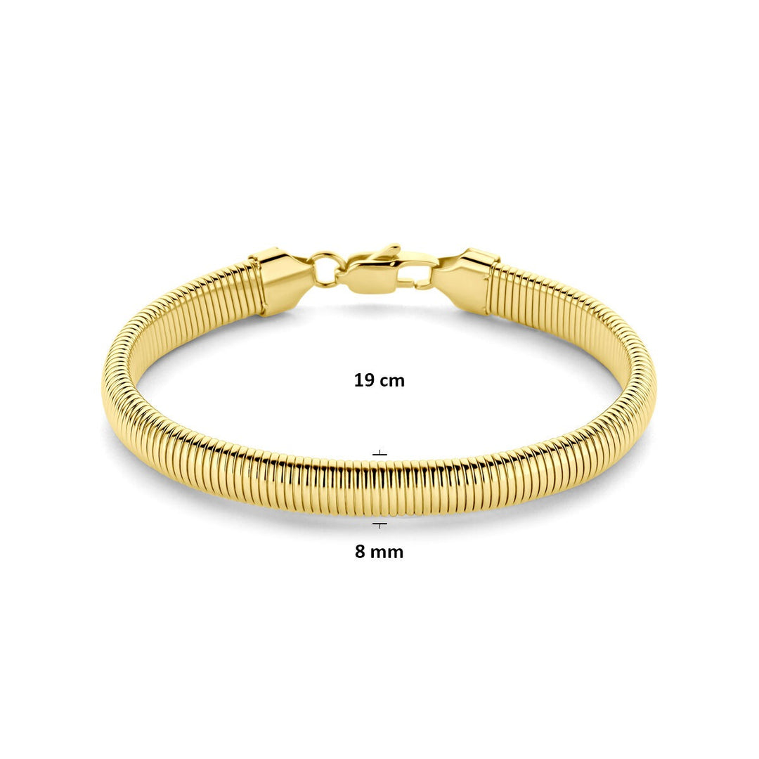 Goudkleurige stalen armband met 8mm schakel en karabijnsluiting