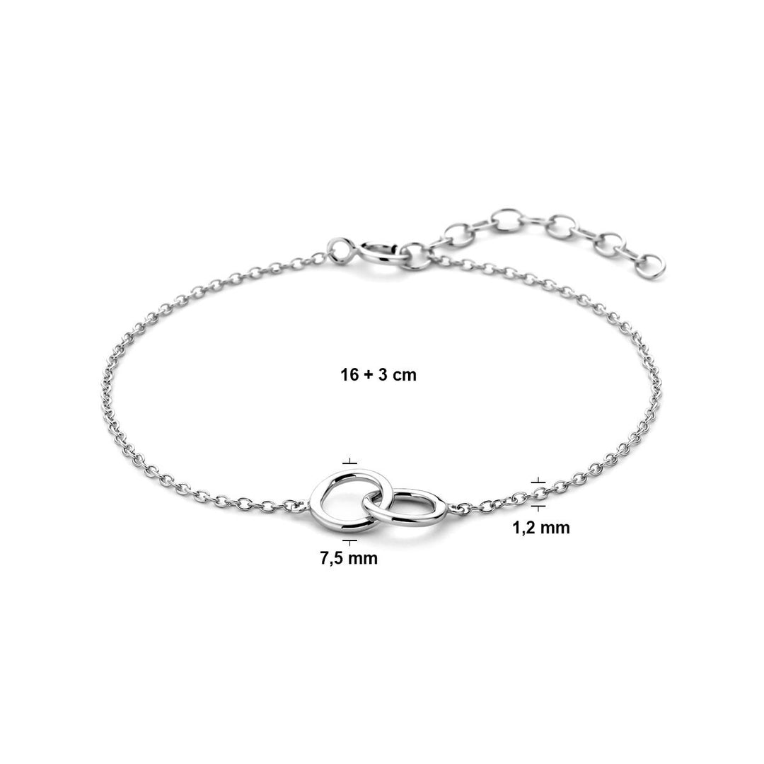 Zilveren dames armband met rondjes – gerhodineerd