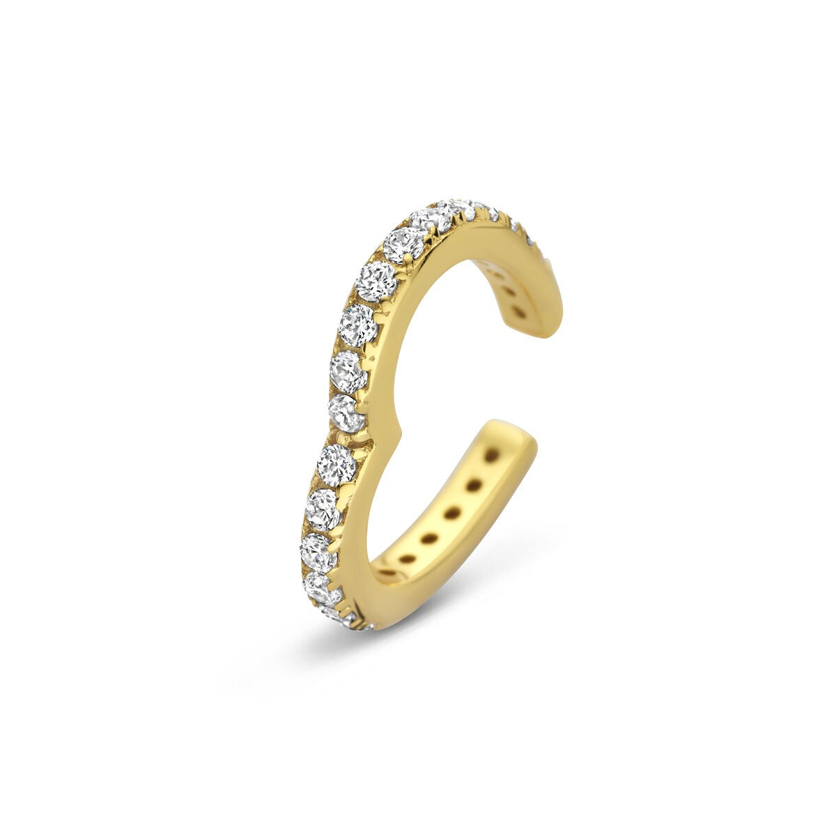 Pozłacany srebrny ear cuff serduszko z cyrkonią – romantyczny akcent bez przekłucia